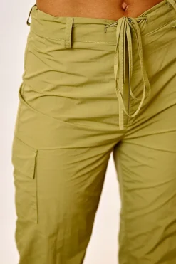 Daisy Street Relaxed Mid Rise Flared Nylon Trousers-Women Trousers