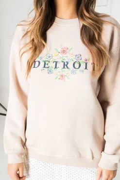 Daisy Street Relaxed Sweatshirt with Detroit Print-Women Hoodies & Sweatshirts