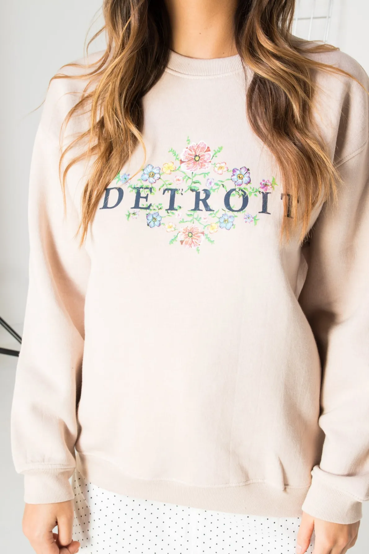 Daisy Street Relaxed Sweatshirt with Detroit Print-Women Hoodies & Sweatshirts
