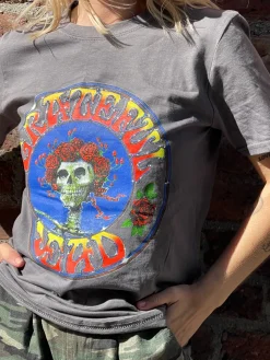 Daisy Street Relaxed T-Shirt with Grateful Dead Print-Women Band Tees