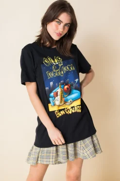 Daisy Street Relaxed T-Shirt with Snoop Dogg Gin and Juice Print-Women Band Tees