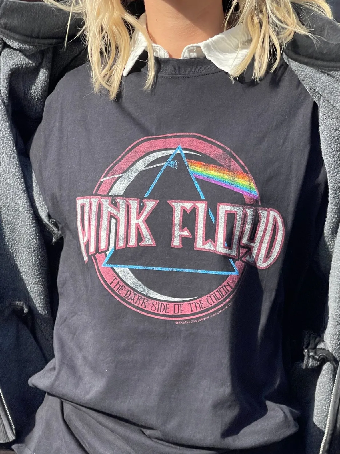 Daisy Street Relaxed T-Shirt with Pink Floyd Print-Women Band Tees | T-Shirts