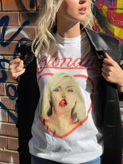 Daisy Street Relaxed T-Shirt with Blondie Heart Print-Women Band Tees | T-Shirts