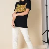 Daisy Street Relaxed T-Shirt with Billie Eilish Print-Women Band Tees | T-Shirts
