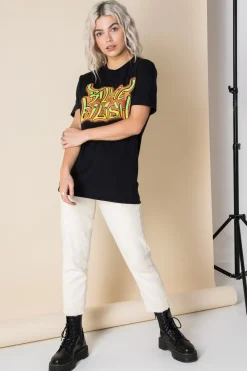 Daisy Street Relaxed T-Shirt with Billie Eilish Print-Women Band Tees | T-Shirts