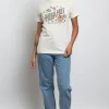 Daisy Street Relaxed T-Shirt with Hula Hut Print-Women T-Shirts