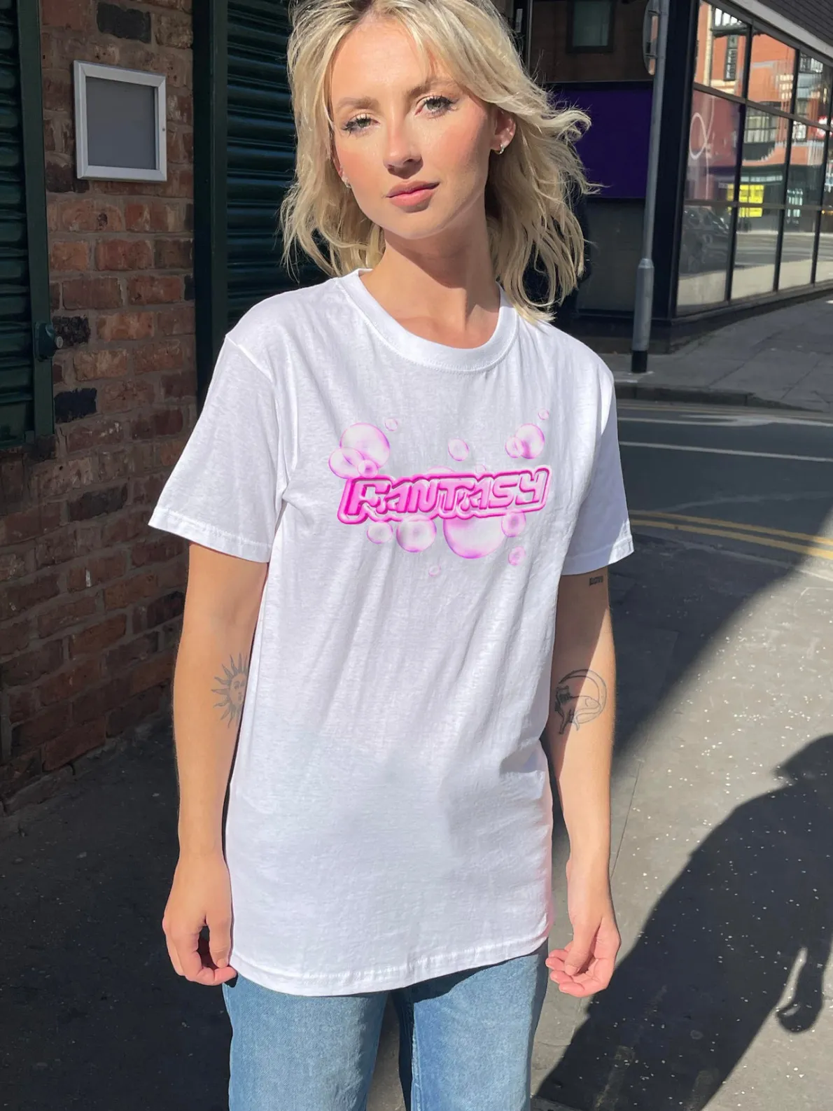 Daisy Street Relaxed T-Shirt with Fantasy Print-Women T-Shirts