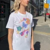 Daisy Street Relaxed T-Shirt with Butterfly Print-Women T-Shirts