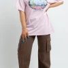 Daisy Street Relaxed T-Shirt with Wildlands Print-Women T-Shirts