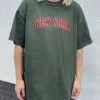 Daisy Street Relaxed T-Shirt with New York Graphic-Women T-Shirts