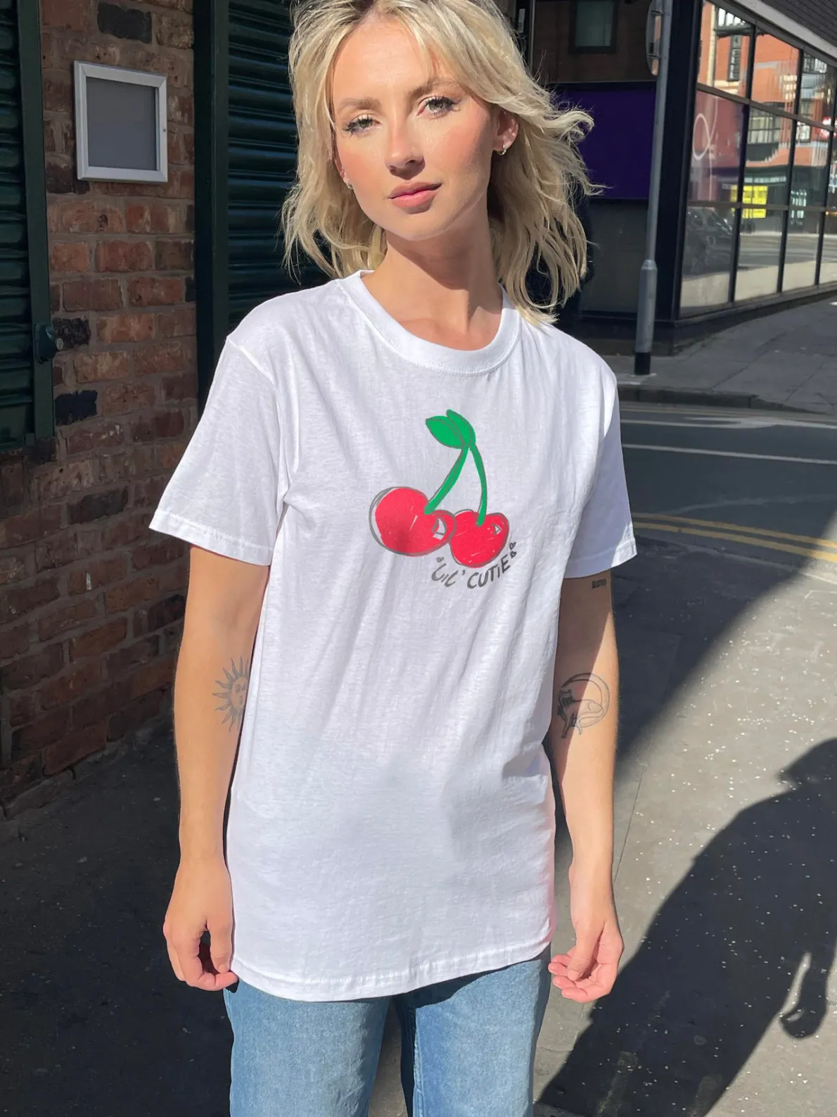 Daisy Street Relaxed T-Shirt with Lil Cutie Graphic-Women T-Shirts