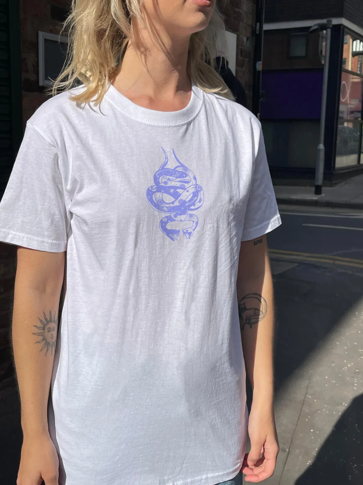 Daisy Street Relaxed T-Shirt with Mystic Snakes Graphic-Women T-Shirts