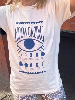 Daisy Street Relaxed T-Shirt with Moon Gazing Print-Women T-Shirts