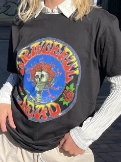 Daisy Street Relaxed T-Shirt with Grateful Dead Print-Women T-Shirts