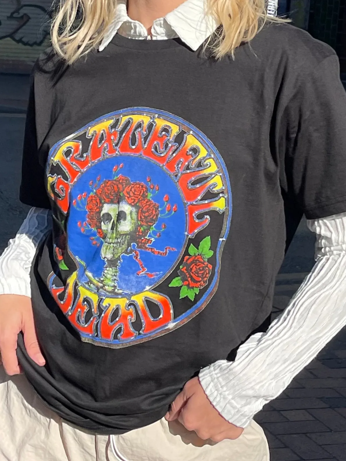 Daisy Street Relaxed T-Shirt with Grateful Dead Print-Women T-Shirts