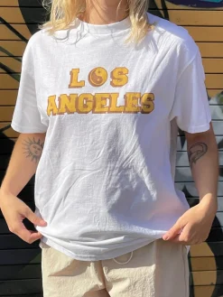 Daisy Street Relaxed T-Shirt with Los Angeles Graphic-Women T-Shirts