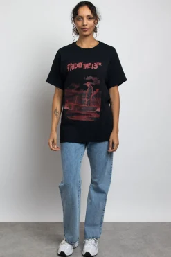 Daisy Street Relaxed T-Shirt with Friday The 13th Graphic-Women Tops | T-Shirts