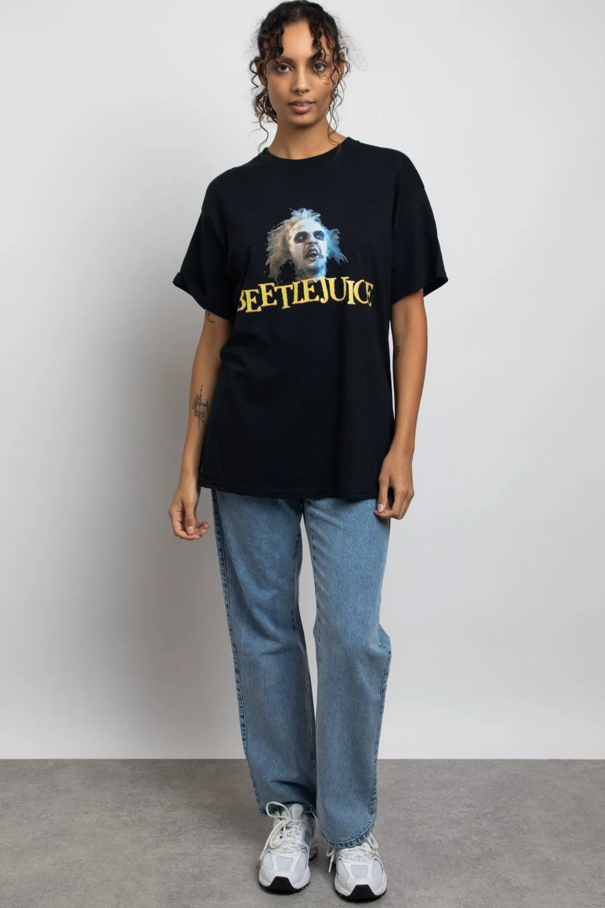 Daisy Street Relaxed T-Shirt with Beetlejuice Graphic-Women Tops | T-Shirts