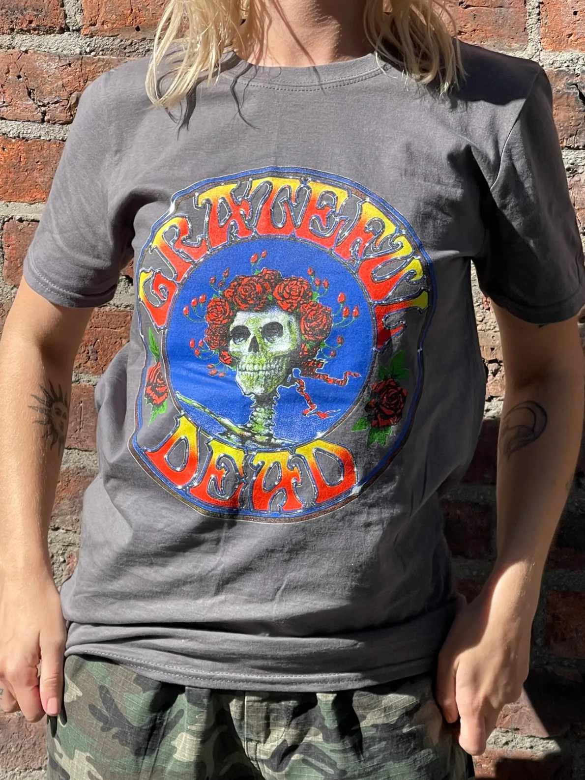 Daisy Street Relaxed T-Shirt with Grateful Dead Print-Women Band Tees