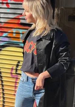 Daisy Street Relaxed T-Shirt with AC/DC Logo Print-Women Band Tees | T-Shirts