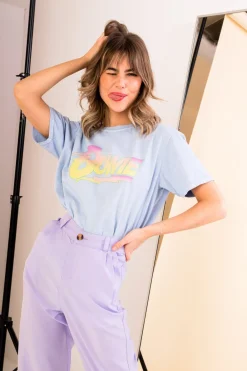 Daisy Street Relaxed T-Shirt with Bowie Print-Women Band Tees | T-Shirts
