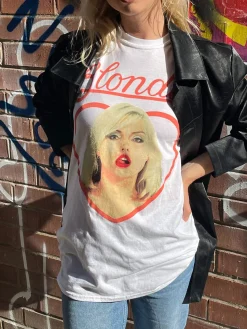 Daisy Street Relaxed T-Shirt with Blondie Heart Print-Women Band Tees | T-Shirts