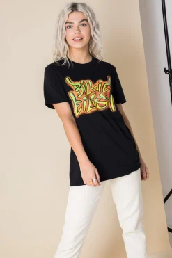 Daisy Street Relaxed T-Shirt with Billie Eilish Print-Women Band Tees | T-Shirts