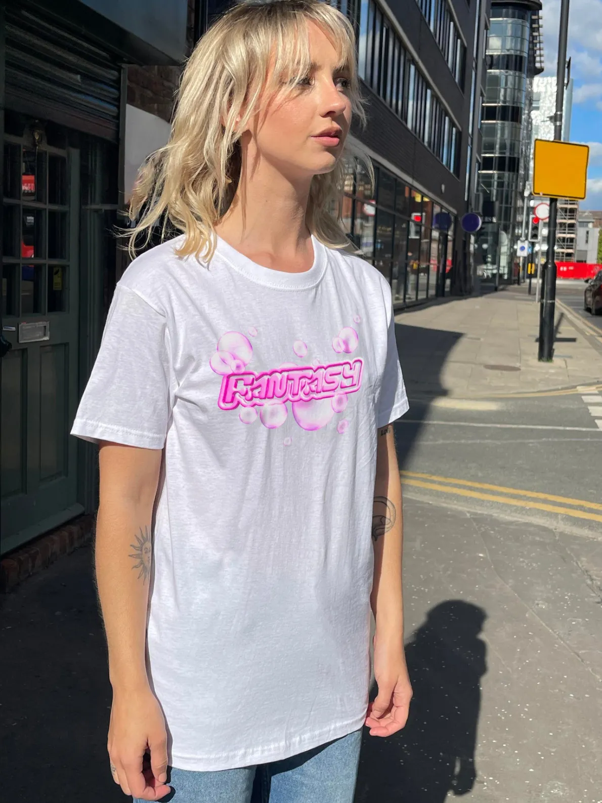 Daisy Street Relaxed T-Shirt with Fantasy Print-Women T-Shirts