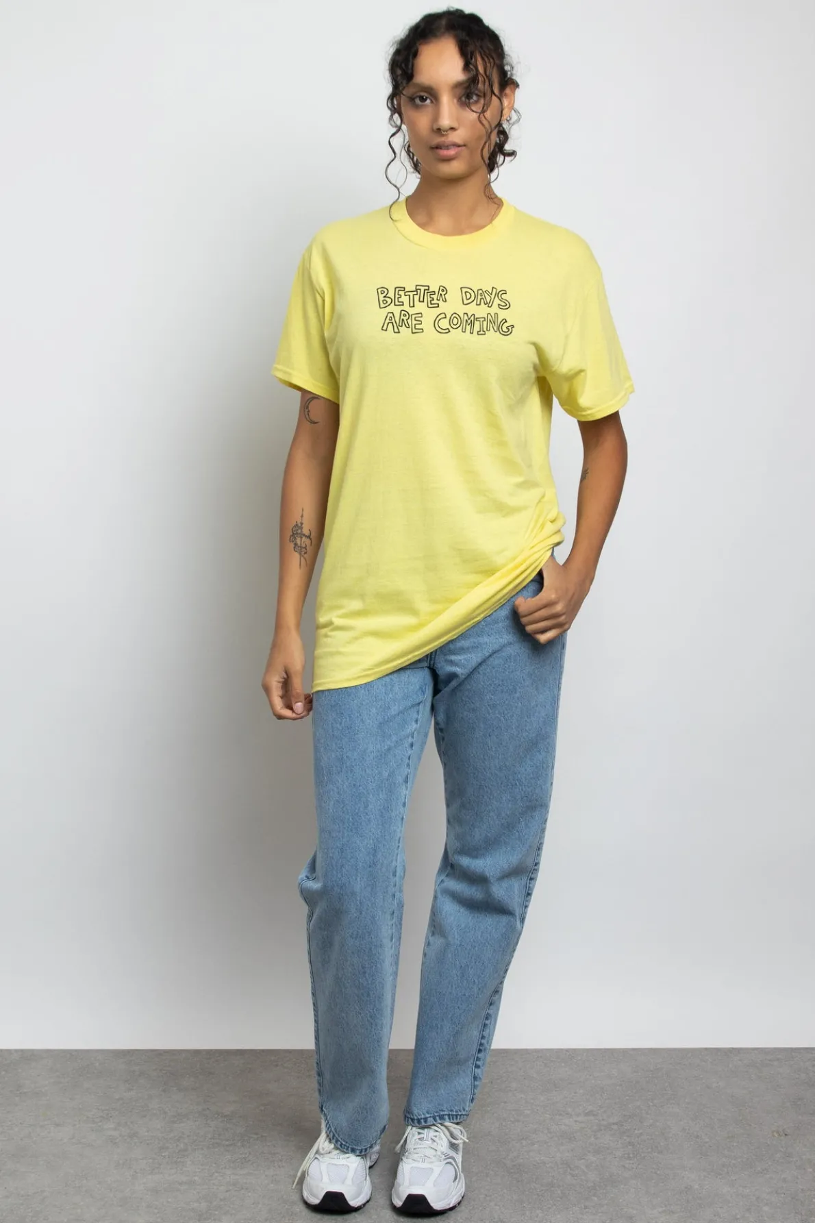 Daisy Street Relaxed T-Shirt with Better Days Are Coming Print-Women T-Shirts