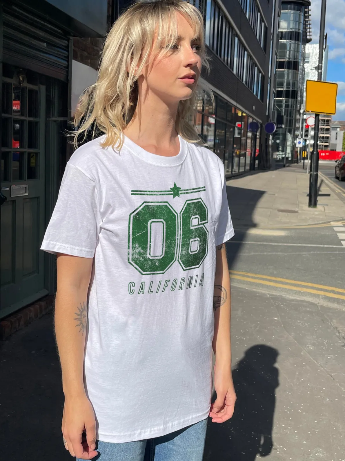 Daisy Street Relaxed T-Shirt with California Sports Graphic-Women T-Shirts