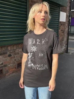 Daisy Street Relaxed T-Shirt with Dark Horizon Print-Women T-Shirts