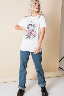 Daisy Street Relaxed T-Shirt with Vintage ET Print-Women T-Shirts