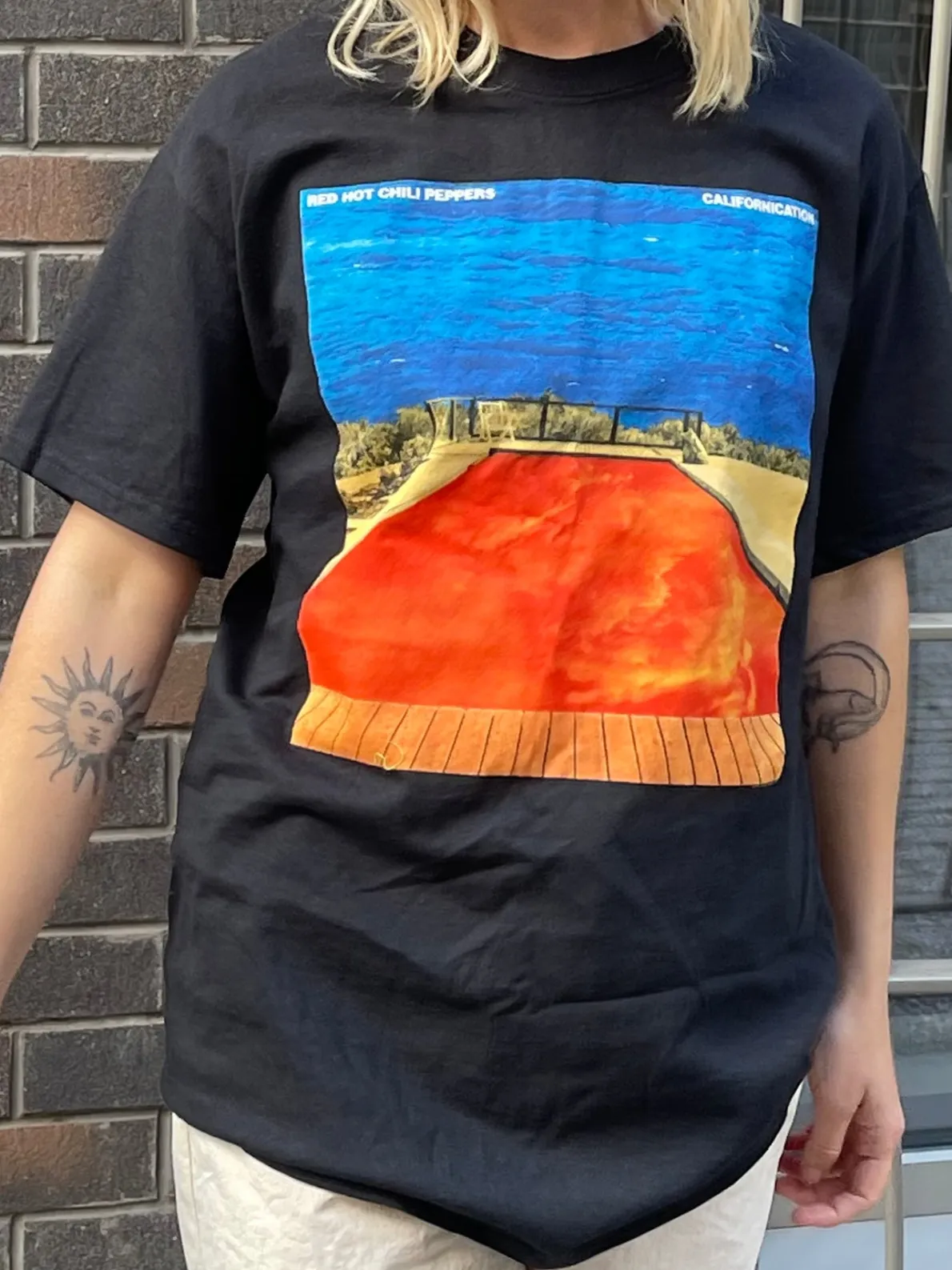 Daisy Street Relaxed T-Shirt with Red Hot Chili Peppers Print-Women Band Tees | T-Shirts