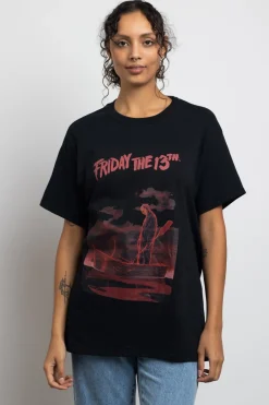 Daisy Street Relaxed T-Shirt with Friday The 13th Graphic-Women Tops | T-Shirts