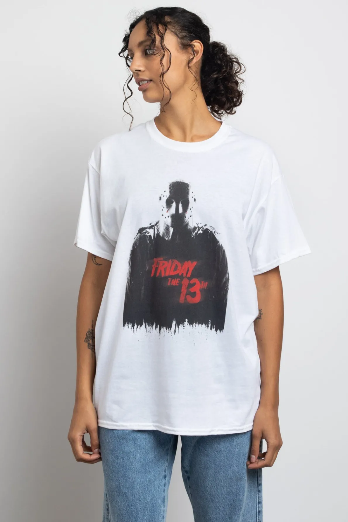 Daisy Street Relaxed T-Shirt with Friday The 13th Graphic-Women Tops | T-Shirts