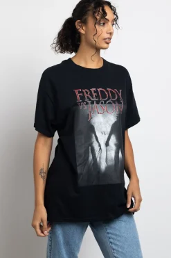 Daisy Street Relaxed T-Shirt with Freddy Vs Jason Graphic-Women Tops | T-Shirts