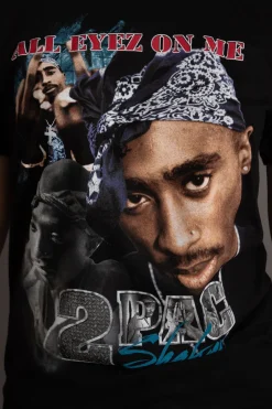 Daisy Street Relaxed T-Shirt with Tupac "All Eyes On Me" Slogan-Women Band Tees | T-Shirts