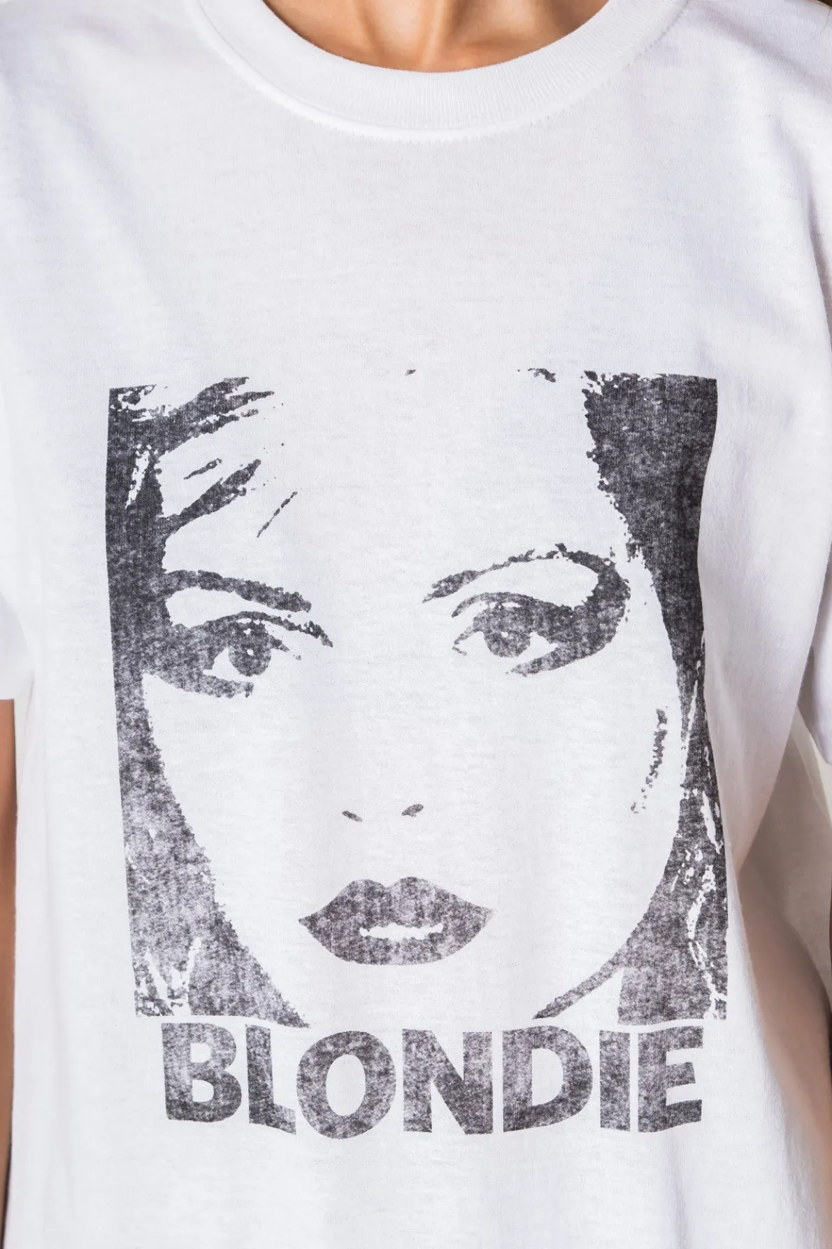Daisy Street Relaxed T-Shirt with Blondie B&W Print-Women Band Tees | T-Shirts