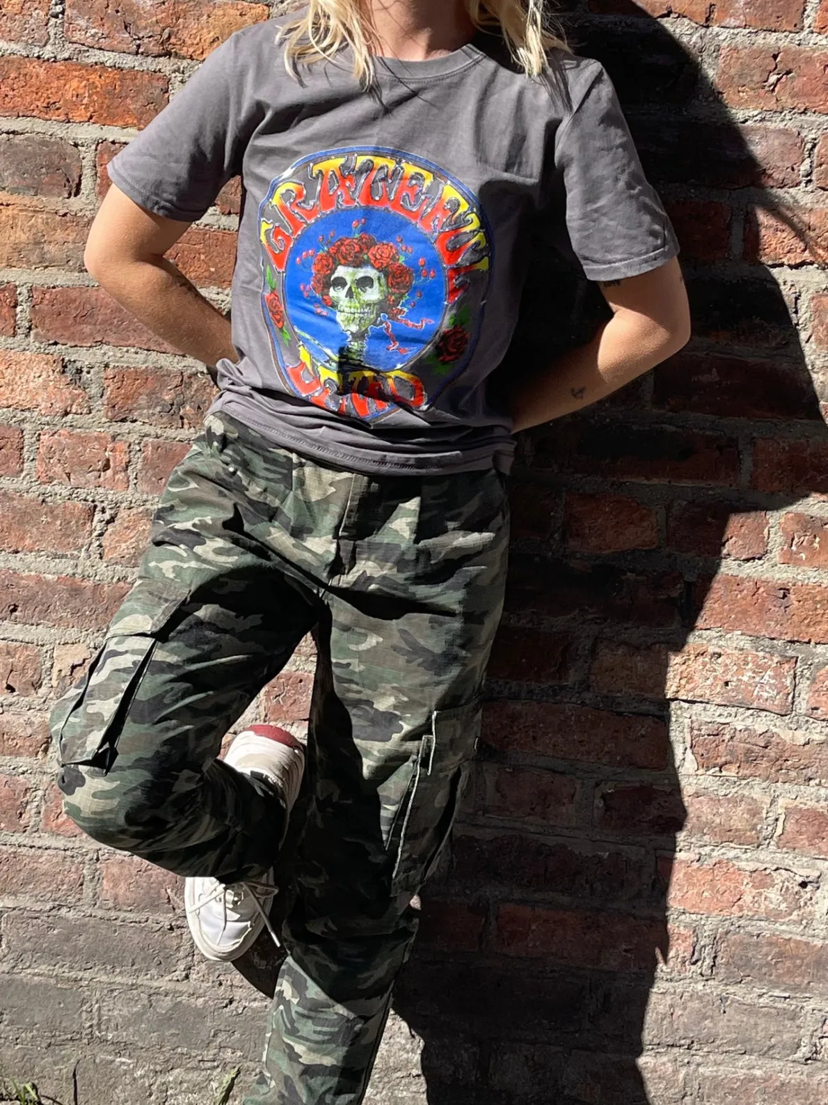 Daisy Street Relaxed T-Shirt with Grateful Dead Print-Women Band Tees