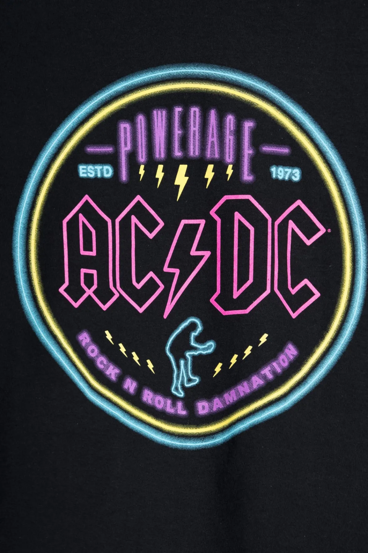 Daisy Street Relaxed T-Shirt with Neon AC/DC Print-Women Band Tees | T-Shirts