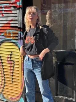 Daisy Street Relaxed T-Shirt with AC/DC Logo Print-Women Band Tees | T-Shirts