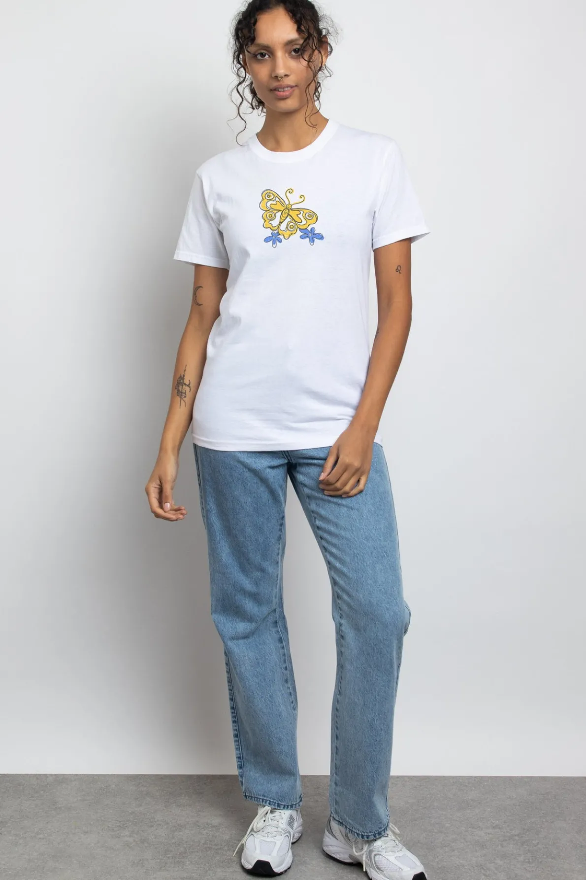 Daisy Street Relaxed T-Shirt with Social Butterfly Print-Women T-Shirts