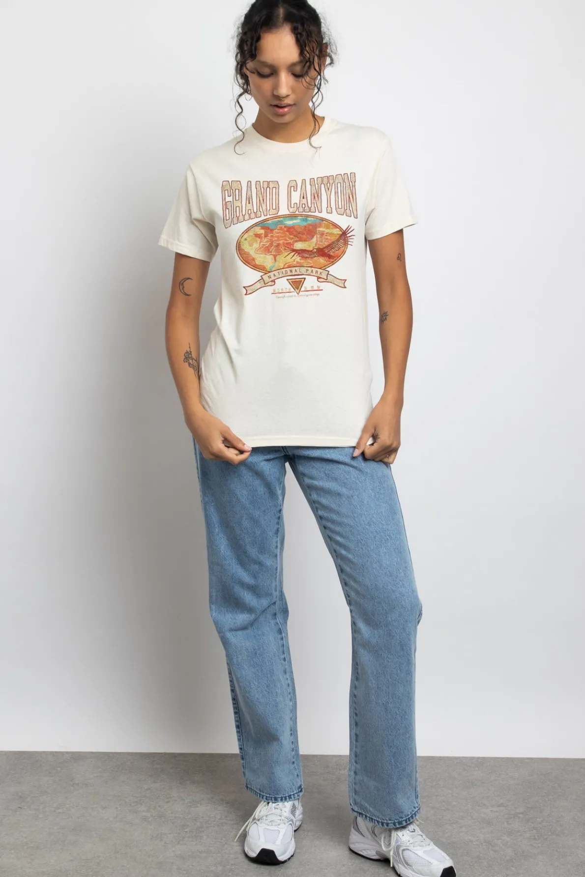 Daisy Street Relaxed T-Shirt with Grand Canyon Print-Women T-Shirts