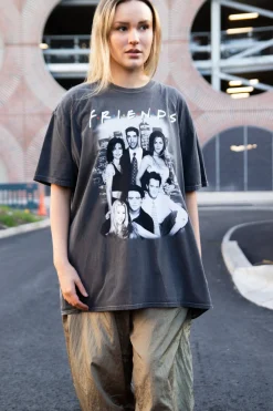 Daisy Street Relaxed T-Shirt with Friends Print-Women T-Shirts
