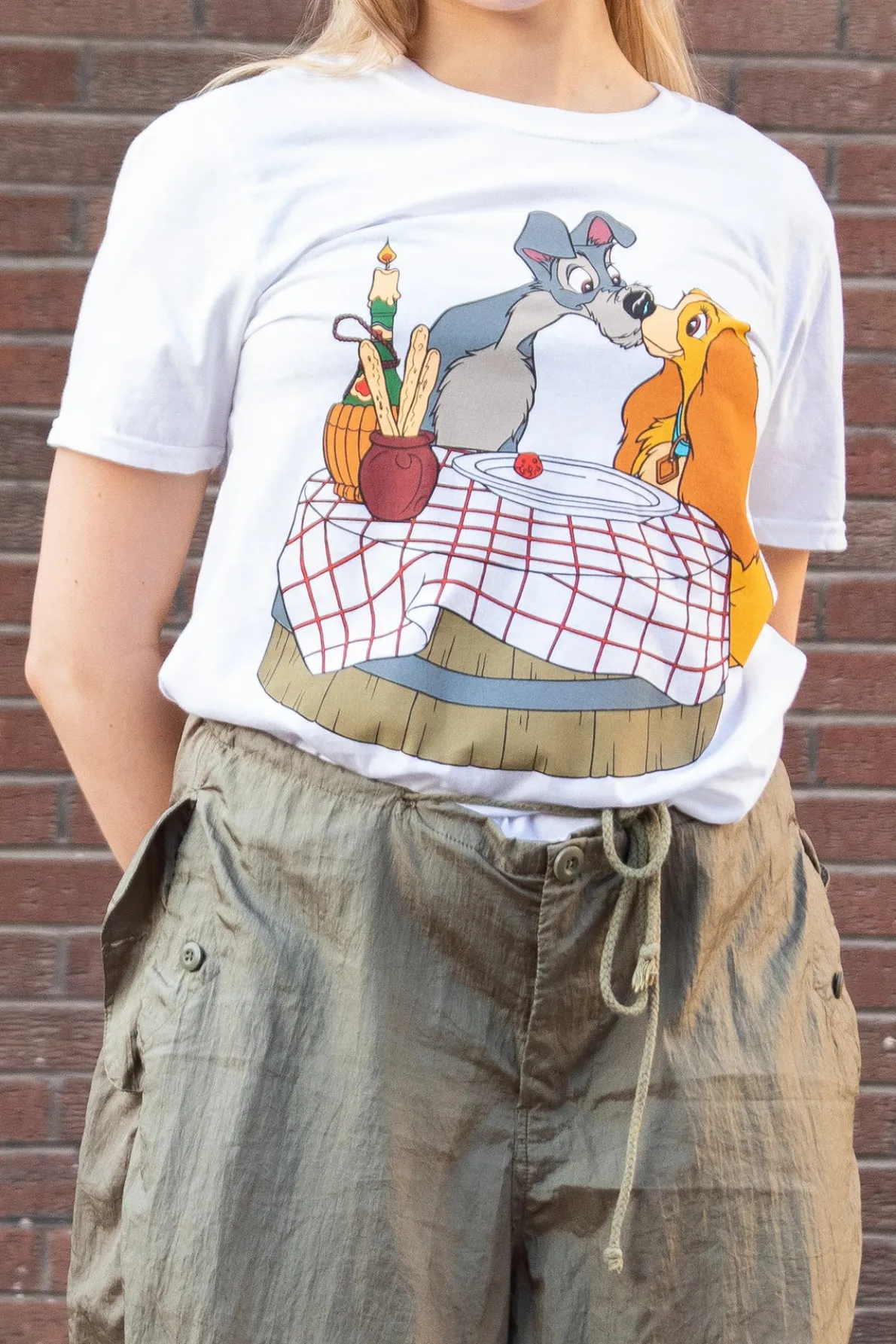 Daisy Street Relaxed T-Shirt with Lady and the Tramp Print-Women T-Shirts