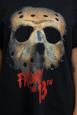 Daisy Street Relaxed T-Shirt with Friday The 13th Mask Graphic-Women T-Shirts | Tops