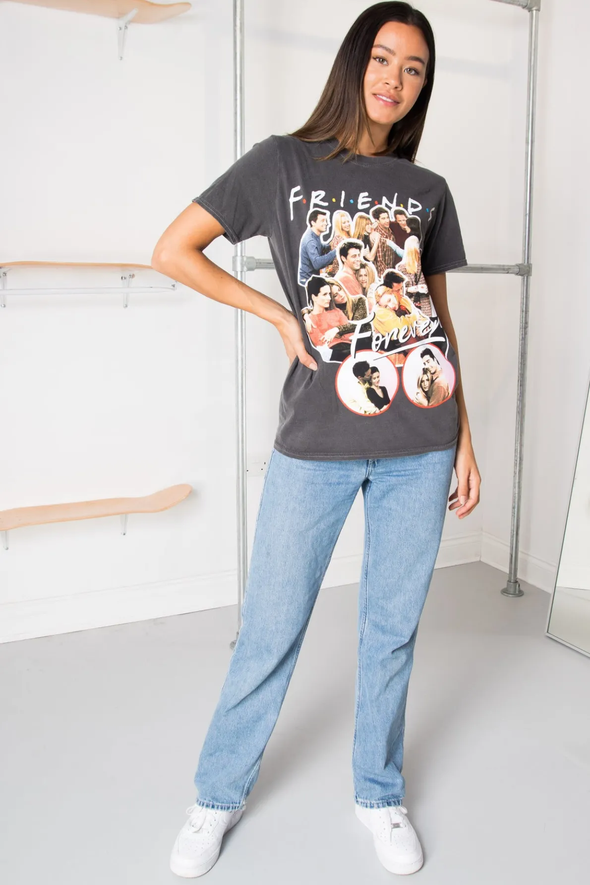 Daisy Street Relaxed T-Shirt with Friends Forever Print-Women T-Shirts