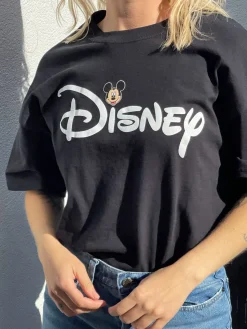 Daisy Street Relaxed T-Shirt with Disney Logo and Mickey Face Print-Women Tops | T-Shirts
