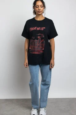 Daisy Street Relaxed T-Shirt with Friday The 13th Graphic-Women Tops | T-Shirts