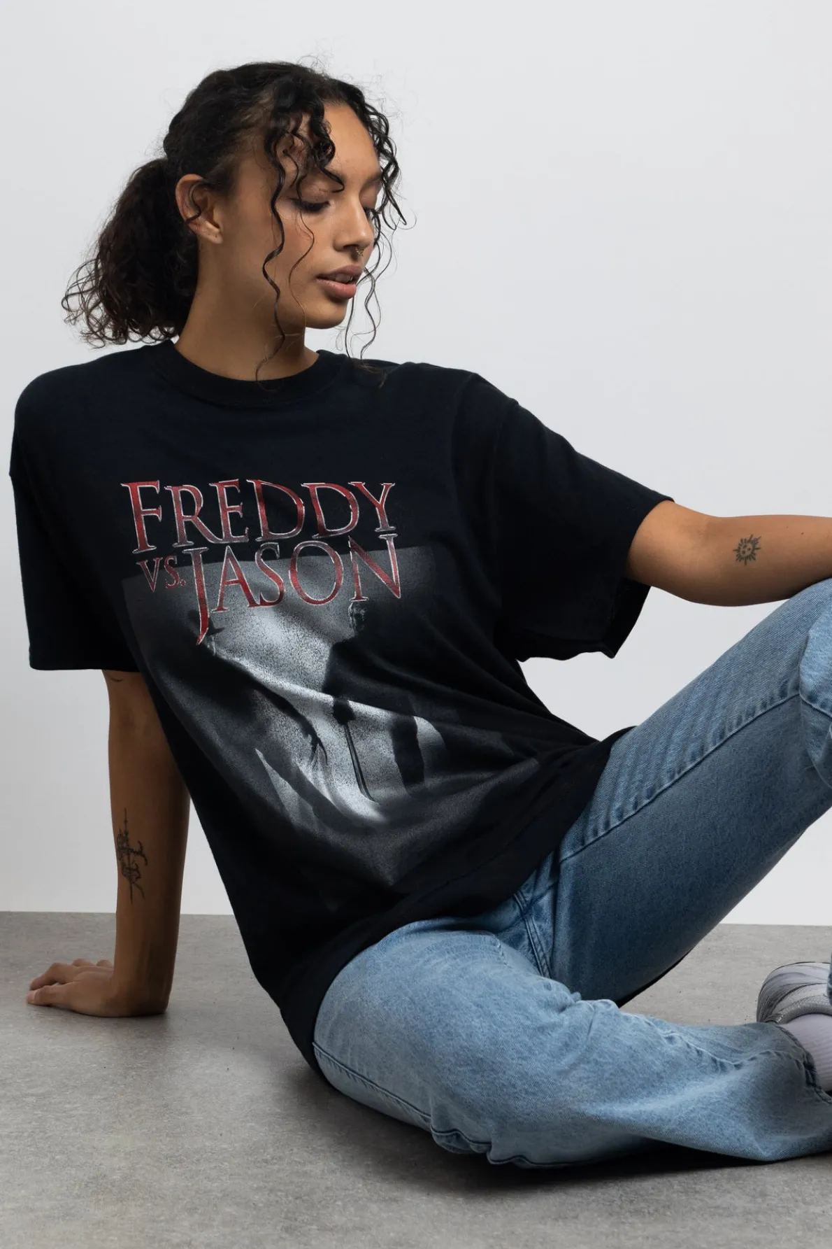 Daisy Street Relaxed T-Shirt with Freddy Vs Jason Graphic-Women Tops | T-Shirts